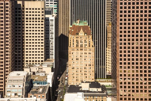 pattern of skyscraper facades with old historic skyscraper