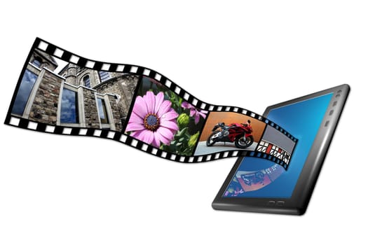 tablet pc with photos  in 3d