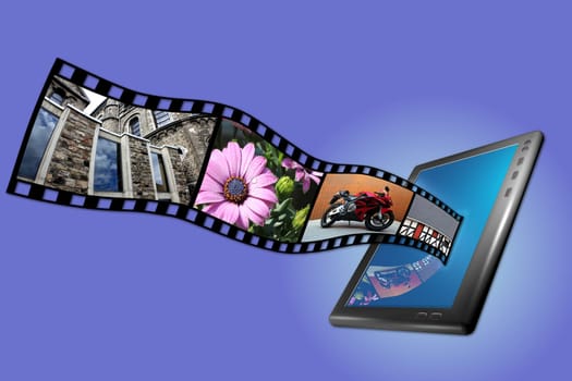 tablet pc with photos  in 3d
