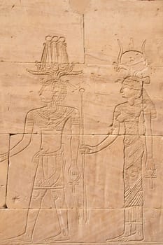 The wall paintings in Egyptian temples (Temple of Kalabsha on the banks of Aswan, Egypt)