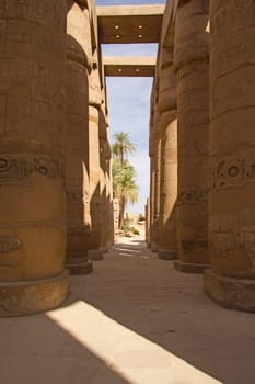 Columns of the Great Hypostyle Hall at the Temples of Karnak. Luxor, Egypt