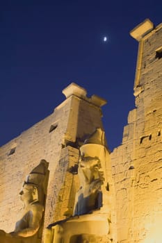Night view of the entrance to the Palace Luxor (Egypt)