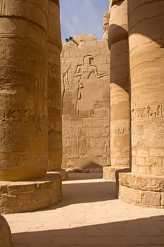 Columns of the Great Hypostyle Hall at the Temples of Karnak. Luxor, Egypt