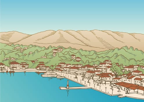 Small Greek village by the sea