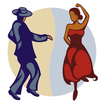 Illustration of a couple of flamenco dancers
