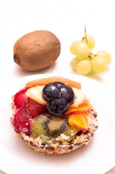Fruitcake with various fruits in portrait format