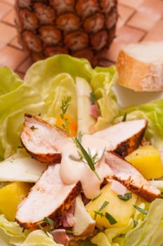 Chicken salad with chicken breast,dressing and tarragon
