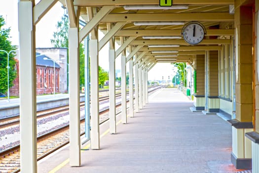 Clean and empty from people platform waiting train