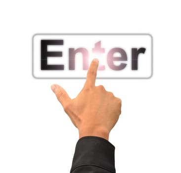 finger push enter button on touch screen interface