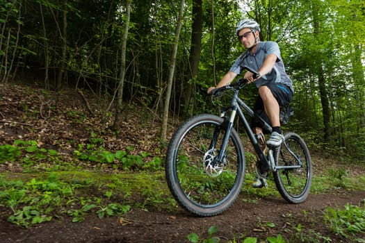 Mountain bikers in downhill