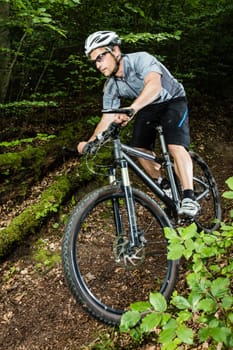 Mountain bikers in downhill