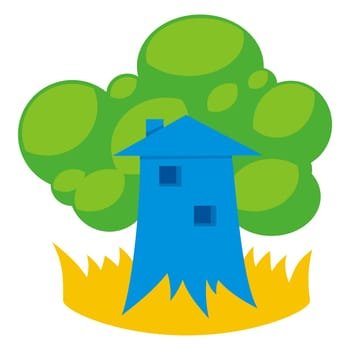 Greener home icon with tree like building