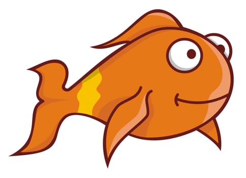 A smiling orange small gold fish cartoon