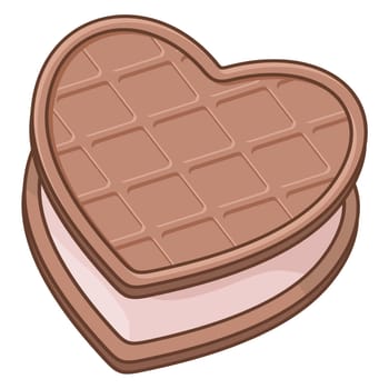 Heart shaped biscuit staffed with pink cream