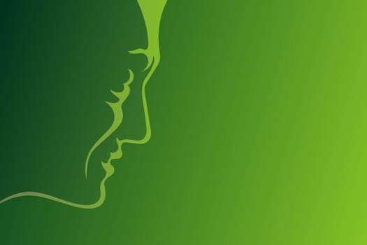 Lineart profile of mature man on green background