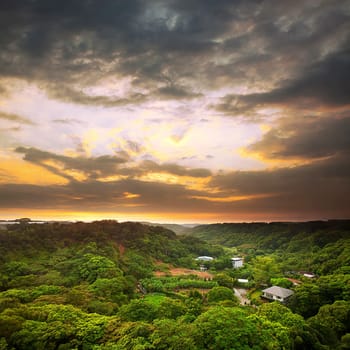 Country sunset with nice sky color