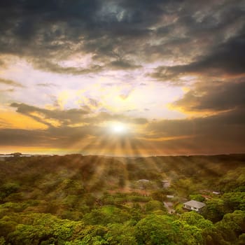 Country sunset with nice sky color