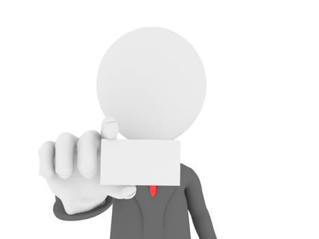 Businessman in office showing a blank business card