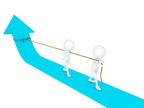 3d man business boss pulling a rope