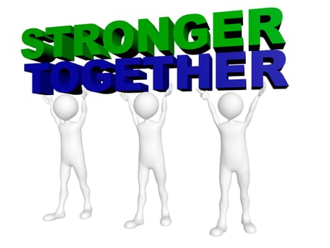 Three men join forces to lift the words Stronger Together