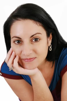 Young happy woman close-up portrait