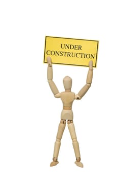 Mannequin Doll with a Sign on white background