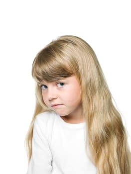 Portrait of a Little Girl on white Background