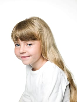 Portrait of a Little Girl on white Background