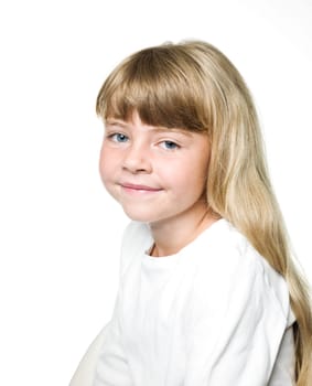 Portrait of a Little Girl on white Background