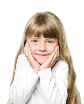 Portrait of a Little Girl on white Background