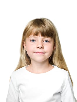 Portrait of a Little Girl on white Background