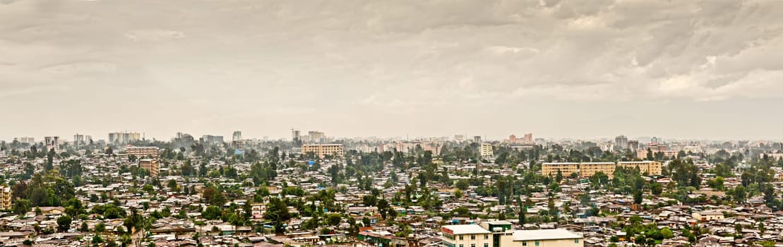 Panoramic view of the city of Addis Ababa, showing the densely packed houses