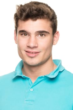 Portrait of a young man against a white studio background