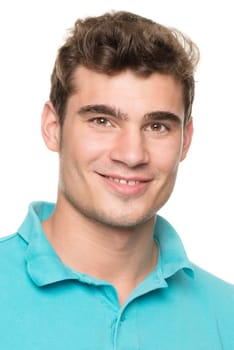 Portrait of a young man against a white studio background