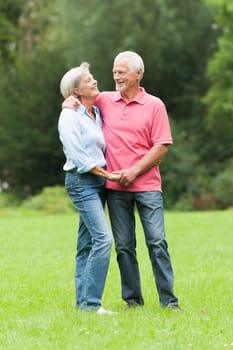 Happy senior couple in a park