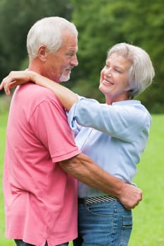 Happy senior couple in a park