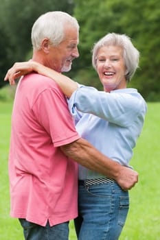 Happy senior couple in a park