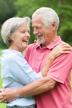 Happy senior couple in a park