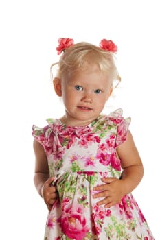Portrait of the little girl, it is isolated on white