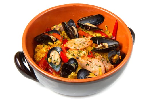 Seafood Spanish Paella, traditional recipe