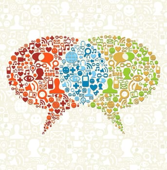 Speech bubbles  connection made with social media icons set. Vector file layered for easy manipulation and custom coloring.