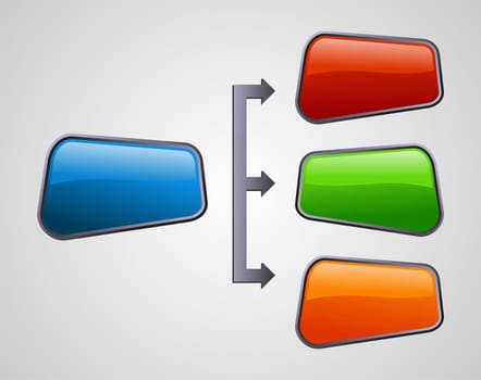 Glossy social media speech bubbles in marketing diagram. Vector file layered for easy manipulation and custom coloring.