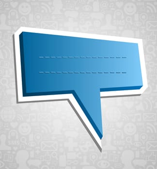 Communication talk bubble over social media icons texture background. Vector file layered for easy manipulation and customisation.