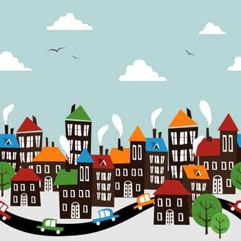 Christmas winter time town pattern background. Vector file layered for easy manipulation and custom coloring.