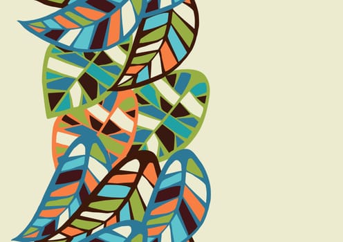 Gometric colorful leaves seamless pattern background. Vector file layered for easy manipulation and coloring.
