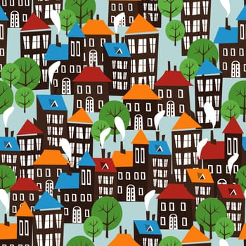 Christmas winter time city pattern background. Vector file layered for easy manipulation and custom coloring.