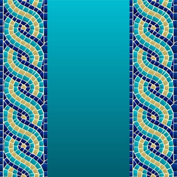 Marine style wave mosaic seamless pattern background. Vector file layered for easy manipulation and custom coloring.