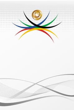 Sport games gold medal with ribbon elements background. Vector file layered for easy manipulation and customisation.