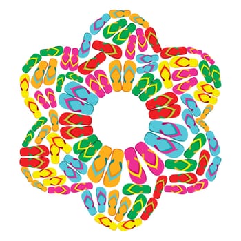 Flip flops in flower shape isolated over white background. Vector file layered for easy manipulation and custom coloring.
