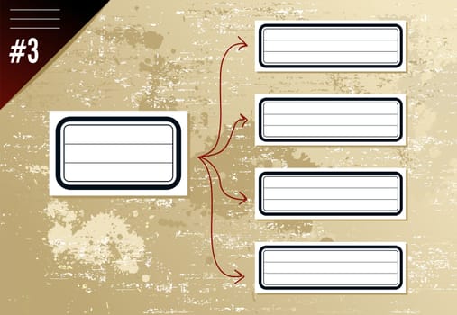 Vintage diagram with arrows and retro labels. Vector file layered for easy manipulation and custom coloring.